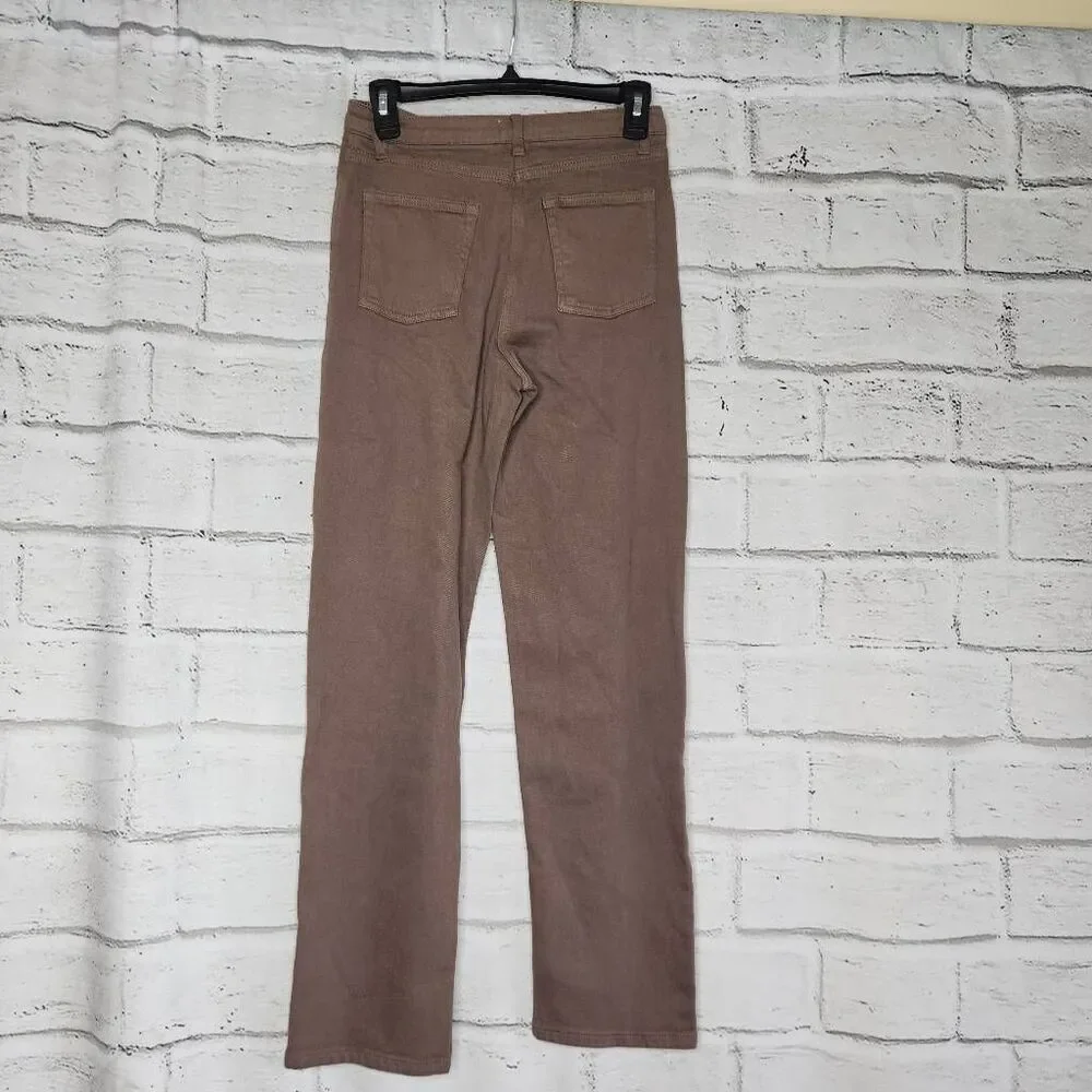 Wilfred Free Aritzia Womens Brown The Melina High Rise Straight Leg Jeans Size 2